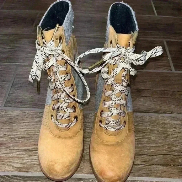 Sorel Lexie Wedge women’s  Boots Leather Camel Brown Waterproof - Picture 2 of 5